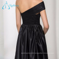 Custom Made Satin One Shoulder Black Plus Size Prom Dresses